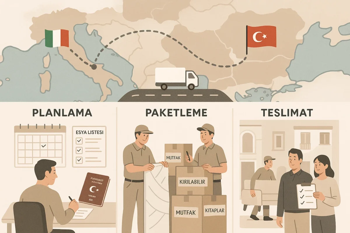 İtalya Evden Eve Nakliyat 2 Türkiye'den İtalya'ya Eşya Taşıma Süreci İnfografik